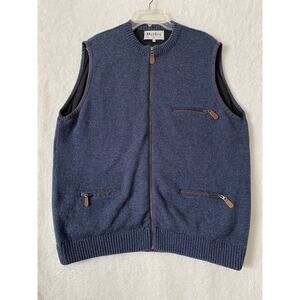 HARLEY of SCOTLAND Men’s Size XL Full Zip Lined Wool Vest Made in Scotland Blue